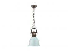 Golden 3602-S RBZ-SF - Duncan Small Pendant with Chain in Rubbed Bronze with Seafoam