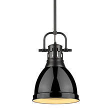 Golden 3604-S BLK-BK - Duncan Small Pendant with Rod in Matte Black with Black