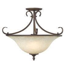 Golden 8606-SF RBZ-TEA - <p>Homestead Semi-Flush in Rubbed Bronze with Tea Stone Glass</p>