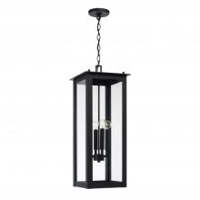 Capital 934644BK - 4-Light Outdoor Rectangular Hanging Lantern in Black with Clear Glass