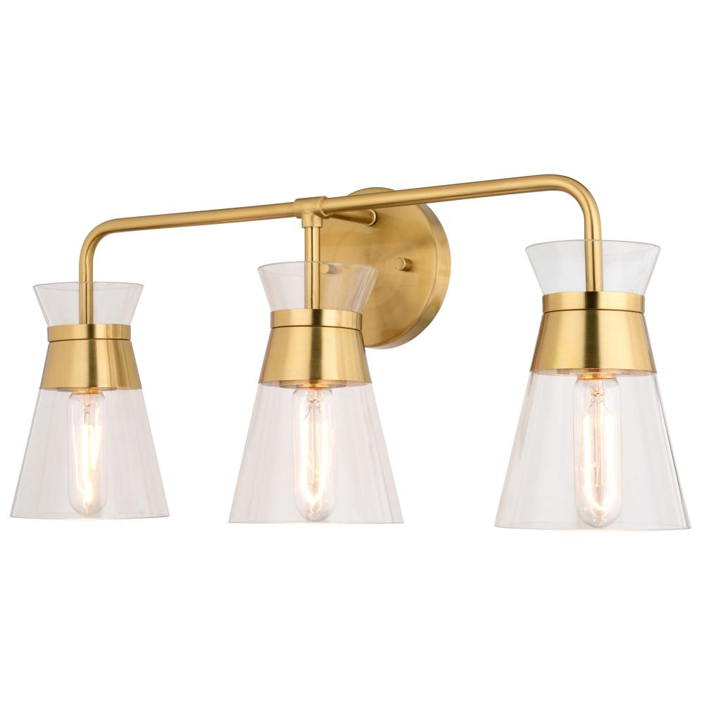 Harper 23.5-in. W 3 Light Vanity Natural Brass