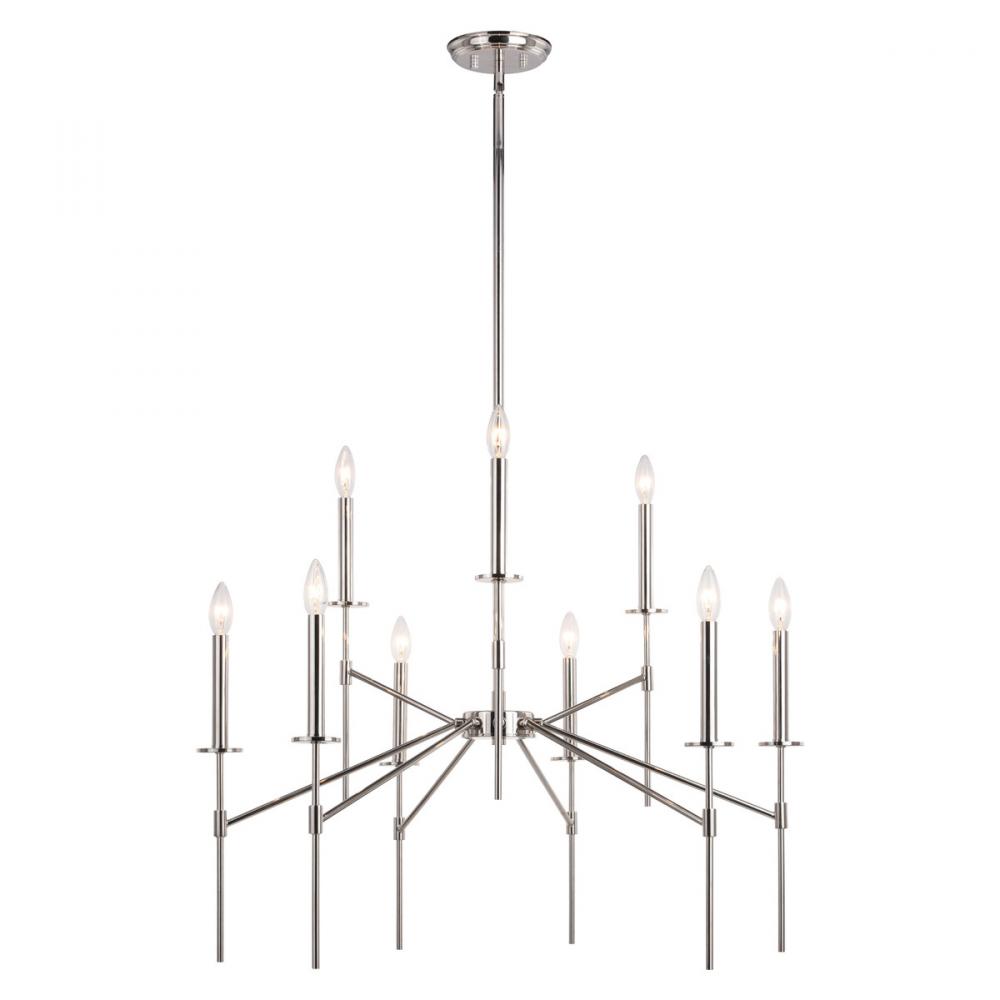 Kedzie 9 Light Chandelier Polished Nickel