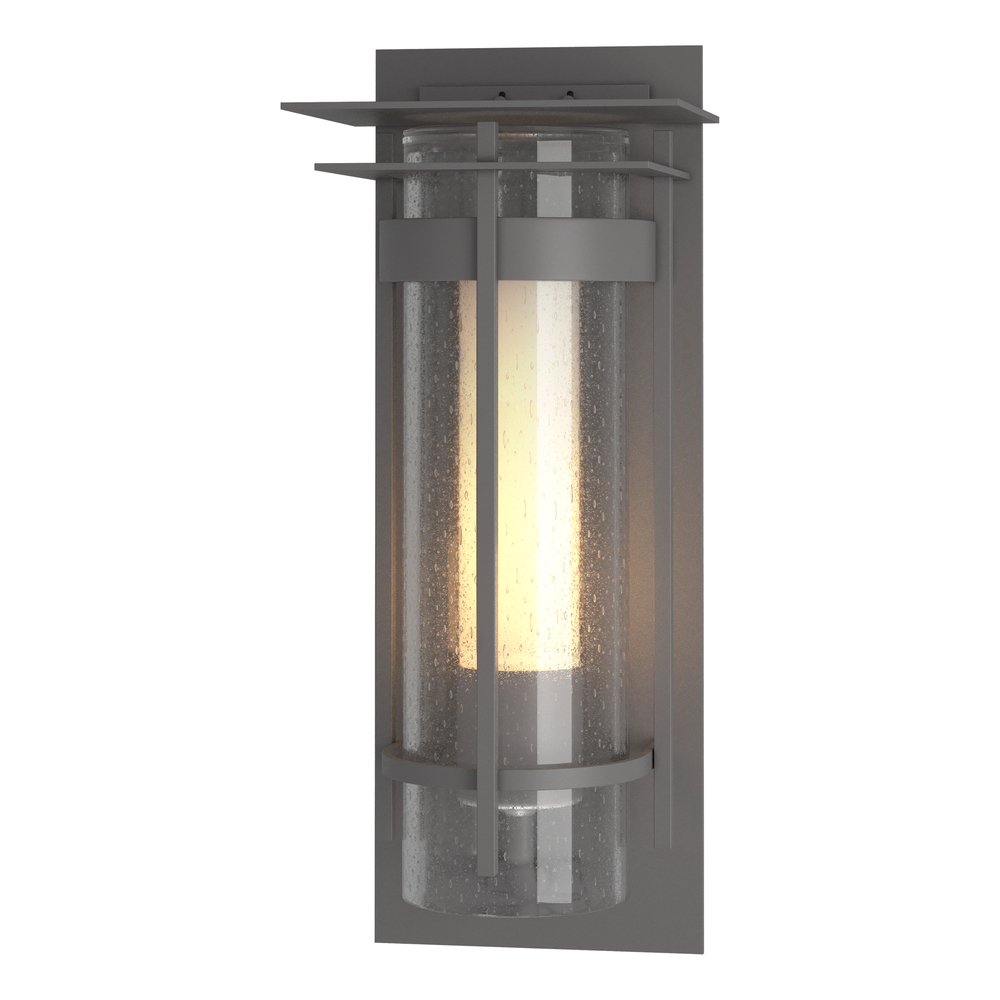 Torch  Seeded Glass Small Outdoor Sconce with Top Plate