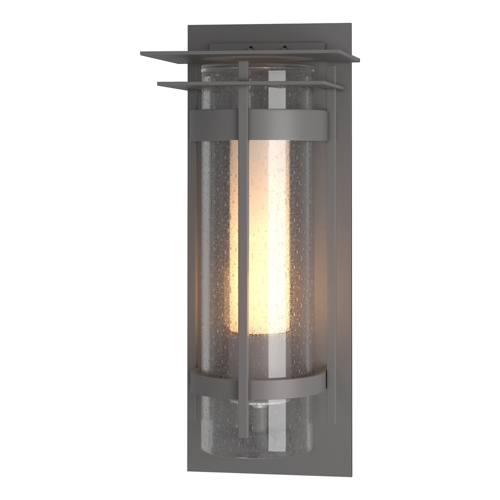 Torch  Seeded Glass with Top Plate Outdoor Sconce