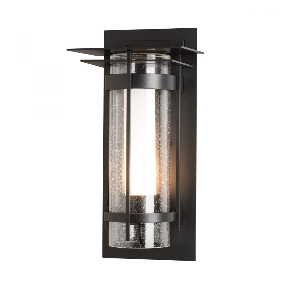 Banded Seeded Glass with Top Plate Outdoor Sconce