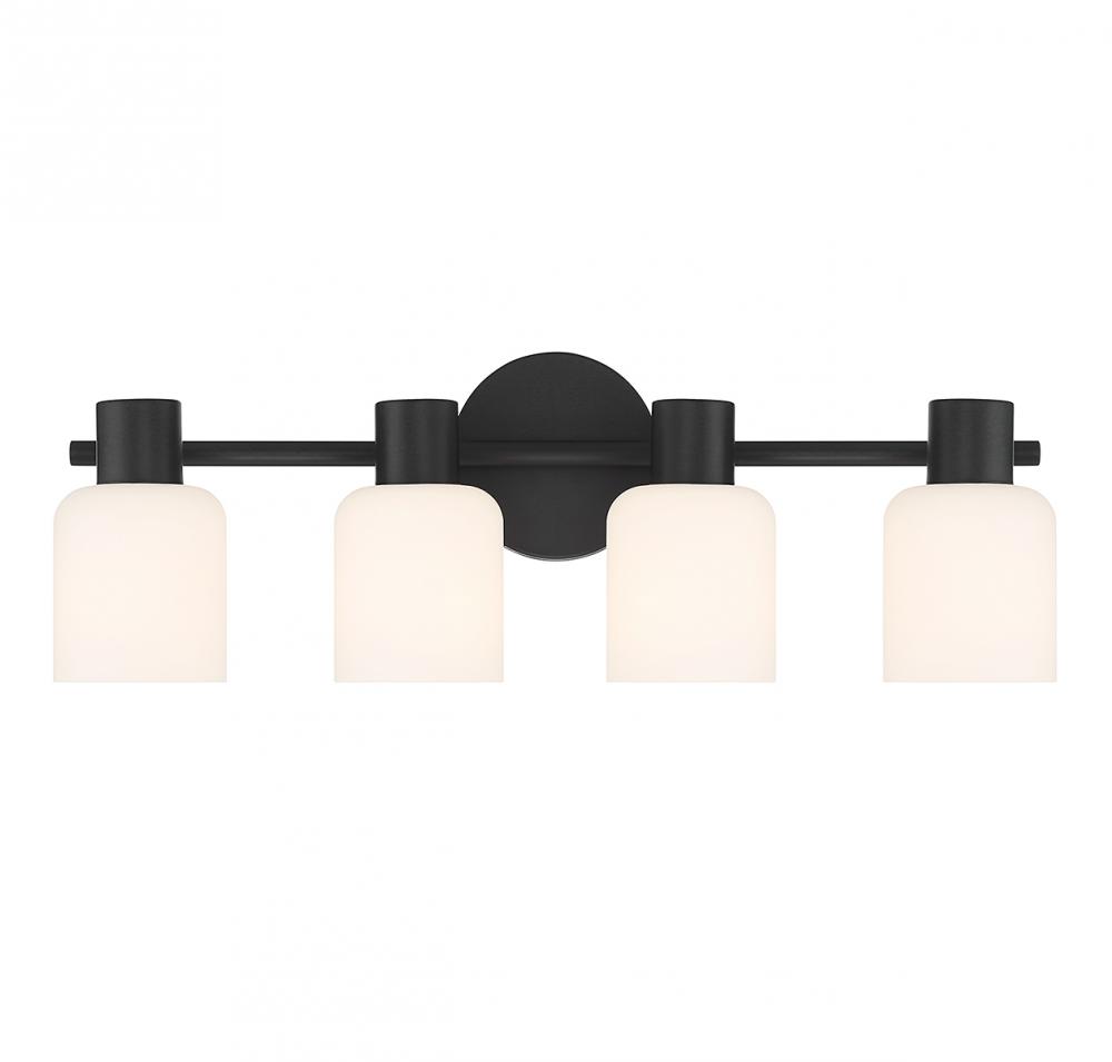 Strand 4-Light Bathroom Vanity Light in Matte Black