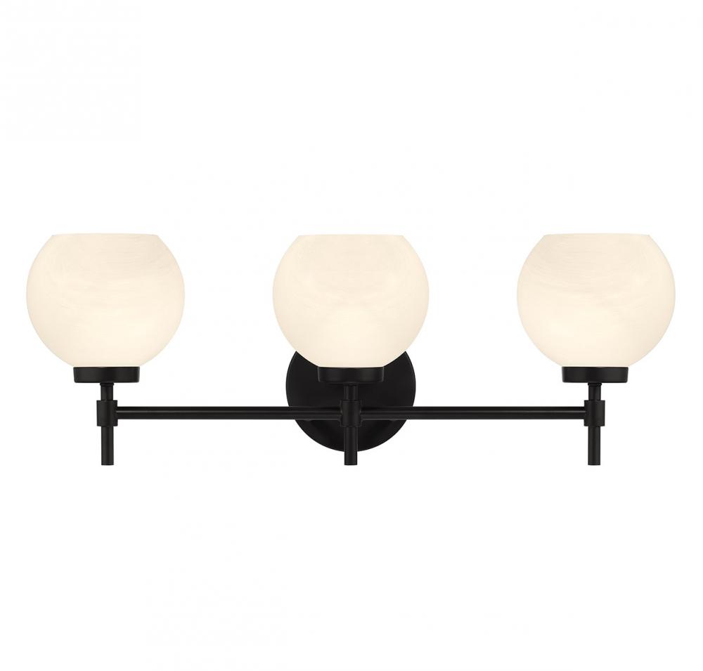 Hannah 3-Light Bathroom Vanity Light in Matte Black