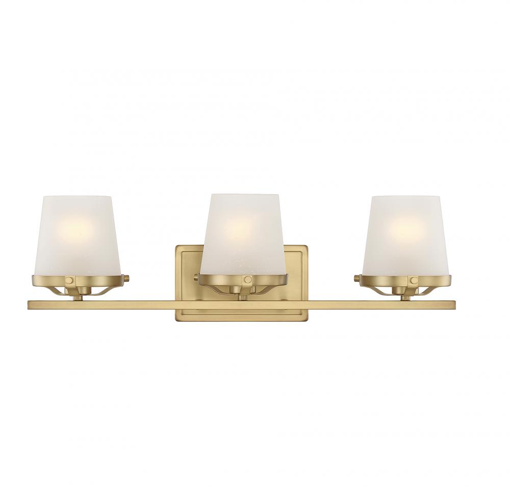 Klein 3-Light Bathroom Vanity Light in Warm Brass