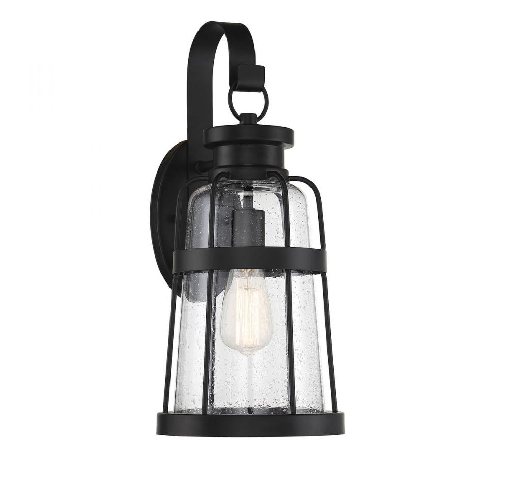 Quinton 1-Light Large Outdoor Wall Lantern in Matte Black