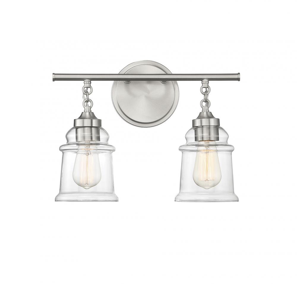 Fuller 2-Light Bathroom Vanity Light in Satin Nickel