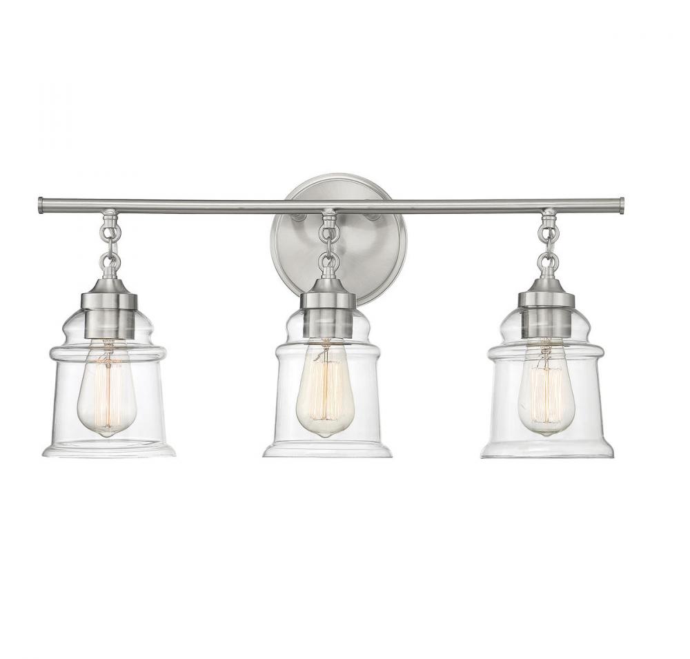 Fuller 3-Light Bathroom Vanity Light in Satin Nickel