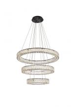 Elegant 3503G3LBK - Monroe 32 inch LED triple ring chandelier in black