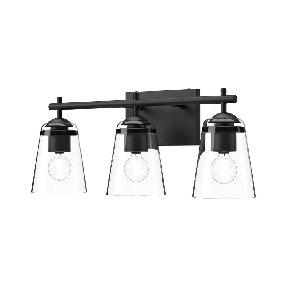 Addison 22-in Clear Glass/Matte Black 3 Lights Vanity