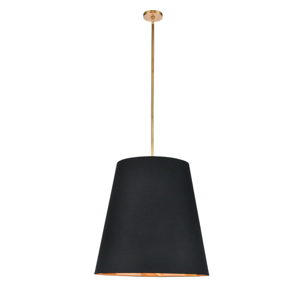 Calor 25-in Black Linen With Gold Parchment/Vintage Brass 3 Lights Pendant