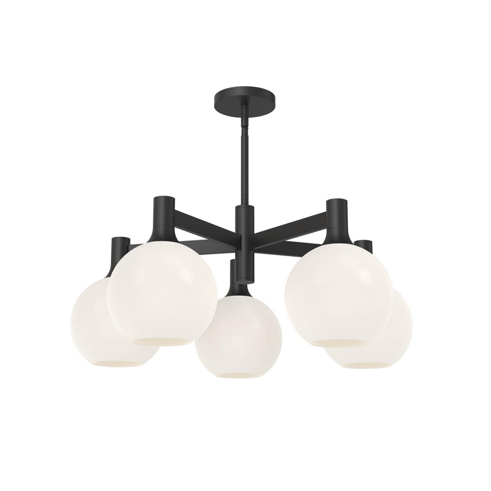 Castilla 29-in Matte Black/Opal Matte Glass 5 Lights Chandeliers