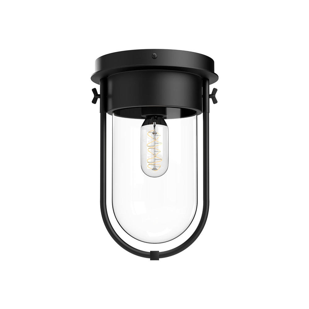 Cyrus 8-in Clear Glass/Matte Black 1 Light Flush Mount