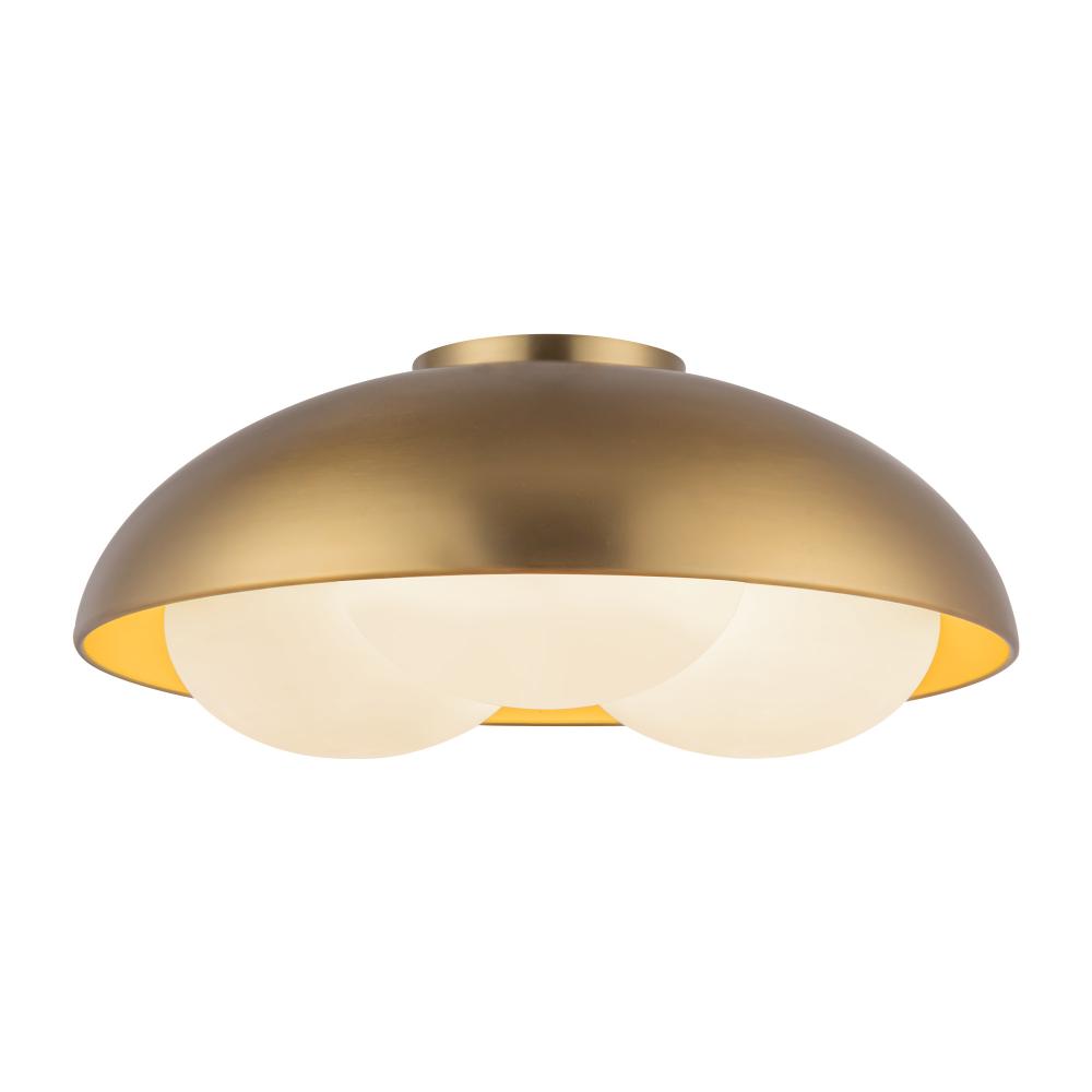 Robyn 16-in Brushed Gold/Opal Glass Socket Flush Mount