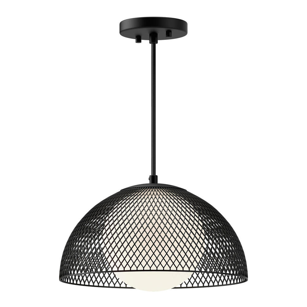 Haven 12-in Matte Black/Opal Matte Glass 1 Light Pendant