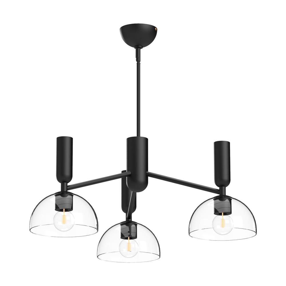 Jude 38-in Clear Glass/Matte Black 3 Lights Chandeliers