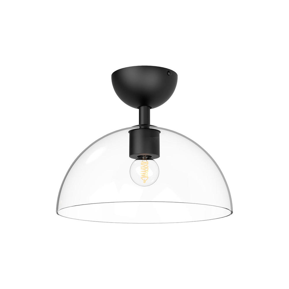 Jude 12-in Clear Glass/Matte Black 1 Light Semi Flush Mount