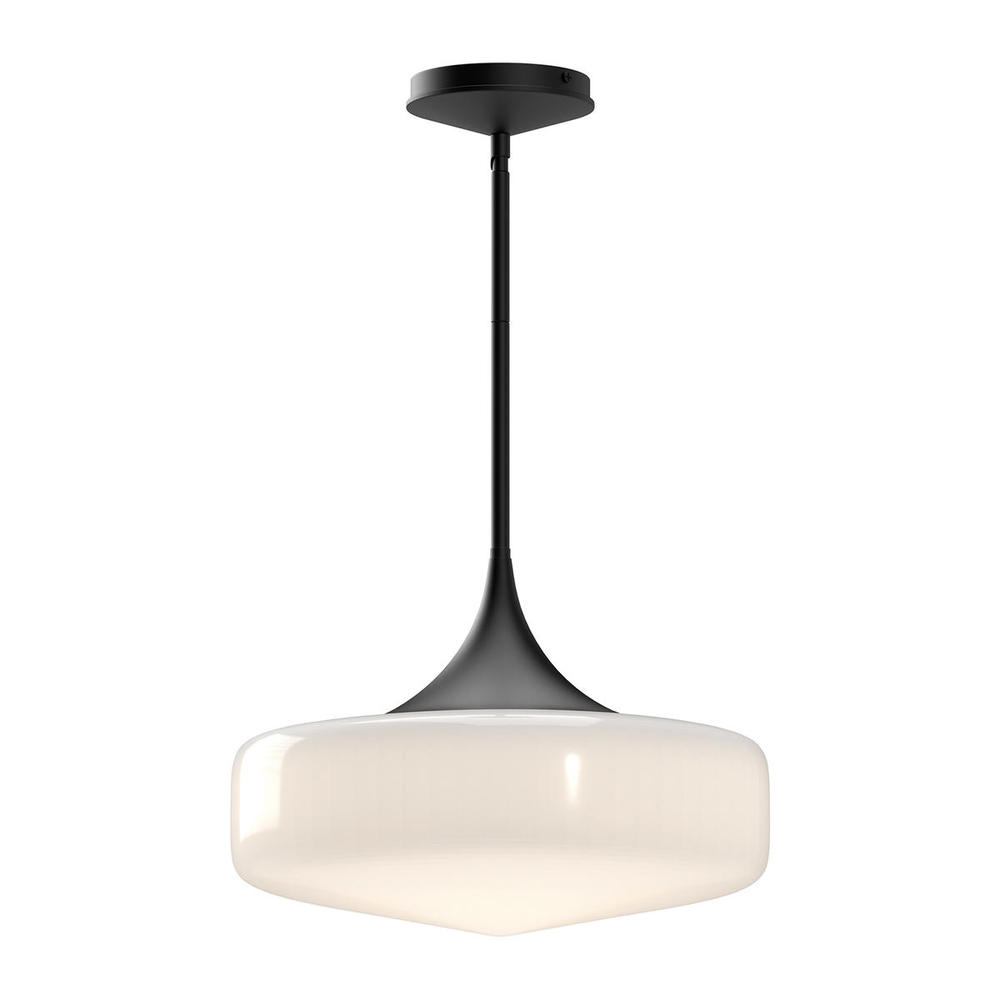 Lincoln 14-in Glossy Opal Glass/Matte Black 1 Light Pendant