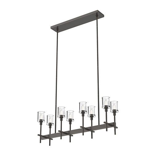 SALITA 8 LIGHT LINEAR PENDANT URBAN BRONZE CLEAR CRYSTAL