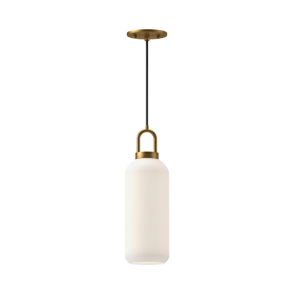 Soji 5-in Aged Gold/Opal Matte Glass 1 Light Pendant