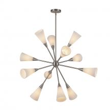 Alora Lighting CH462039BNGR - Cosmo 39-in Brushed Nickel/Glossy Ribbed Opal Glass Socket Chandelier