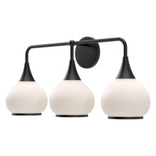 Alora Lighting VL524326MBOP - Hazel 26-in Matte Black/Opal Matte Glass 3 Lights Vanity