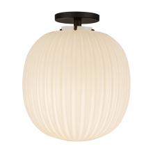 Alora Lighting SF579112MBGR - Cherise 12-in Matte Black/Glossy Ribbed Opal Glass Socket Semi-Flush Mount