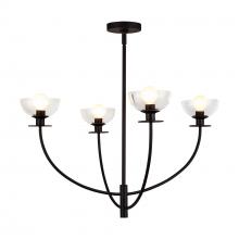 Alora Lighting CH515226MBCL - Sylvia 26-in Matte Black/Clear Glass 4 Lights Chandelier