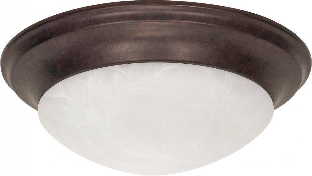 3 Light - 17&#34; Flush with Alabaster Glass - Old Bronze Finish