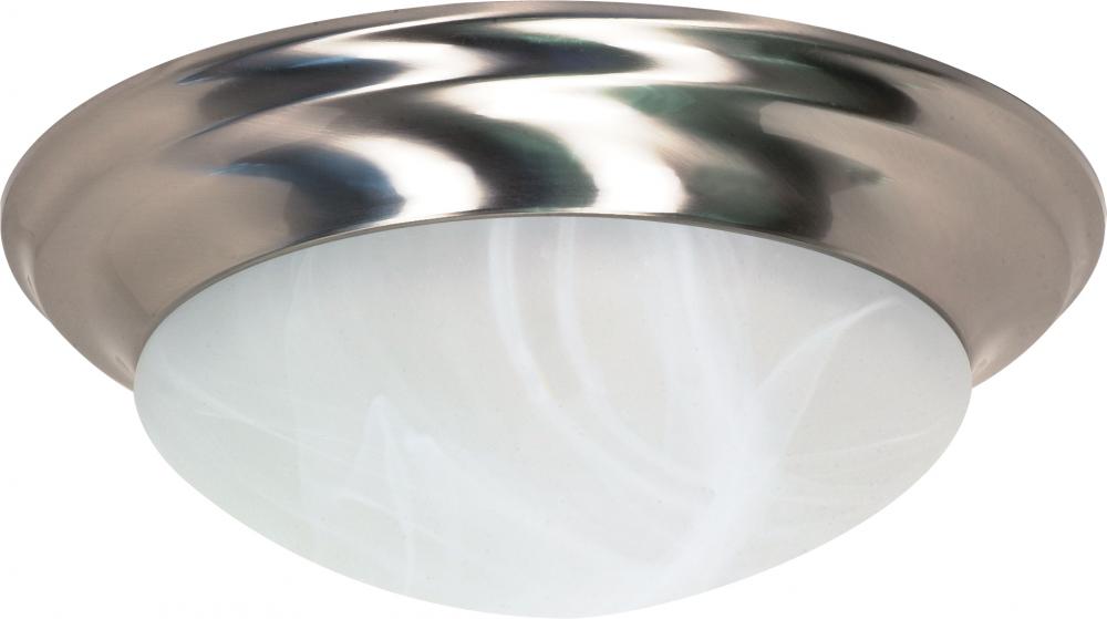 3 Light - 17&#34; Flush with Alabaster Glass - Brushed Nickel Finish