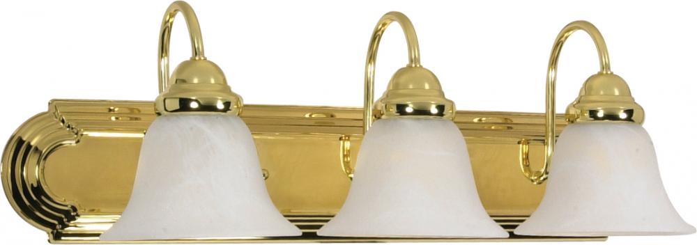 Ballerina - 3 Light 24&#34; Vanity with Alabaster Glass - Polished Brass Finish