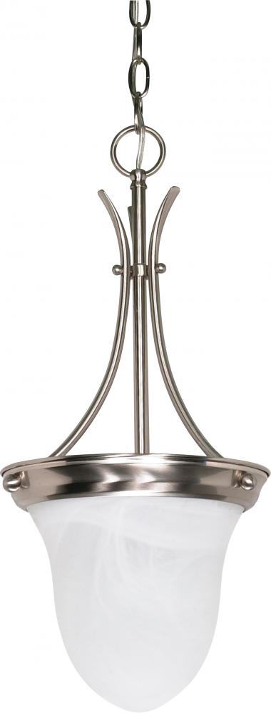 1 Light - 10&#34; Pendant with Alabaster Glass - Brushed Nickel Finish