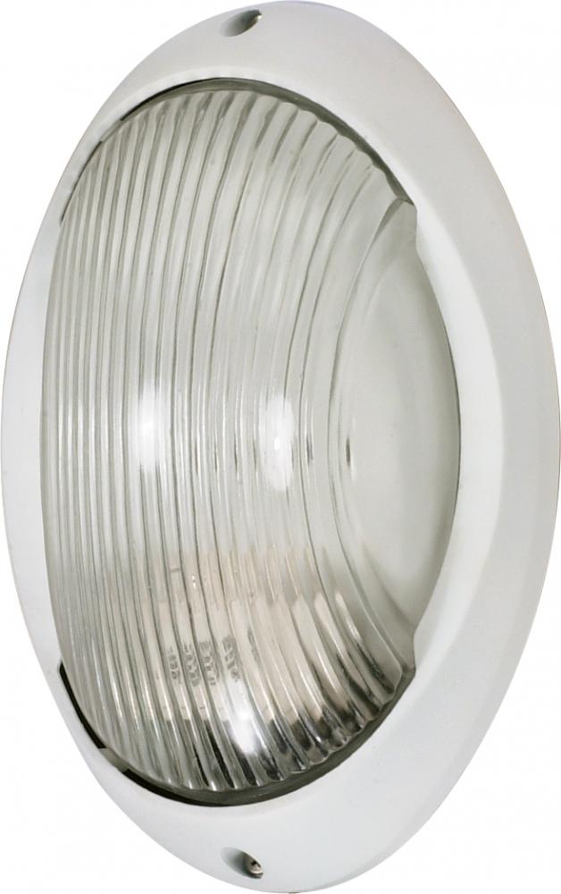 1 Light - 11&#34; Large Oval Bulkhead - Semi Gloss White Finish