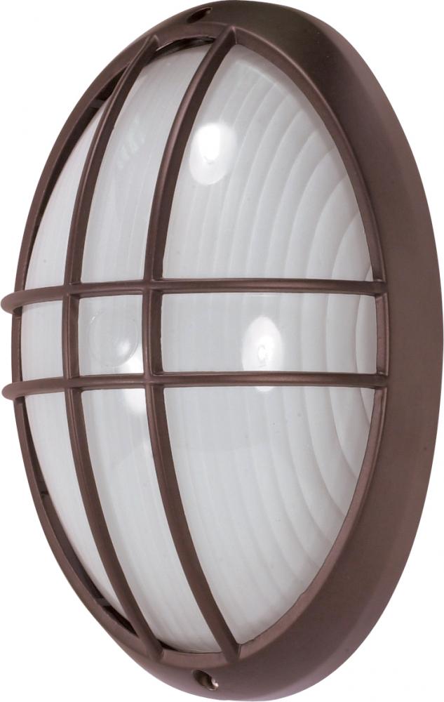 1 Light - 13&#39;&#39; Large Oval Cage Bulkhead - Architectural Bronze Finish