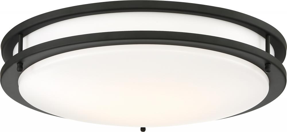 Glamour LED - 17&#34; - Flush with White Acrylic Lens - Black Finish