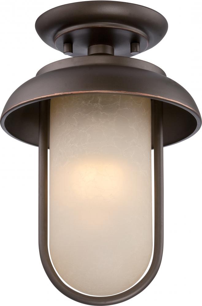 Tulsa - LED Outdoor Flush Fixture with Satin Amber Glass