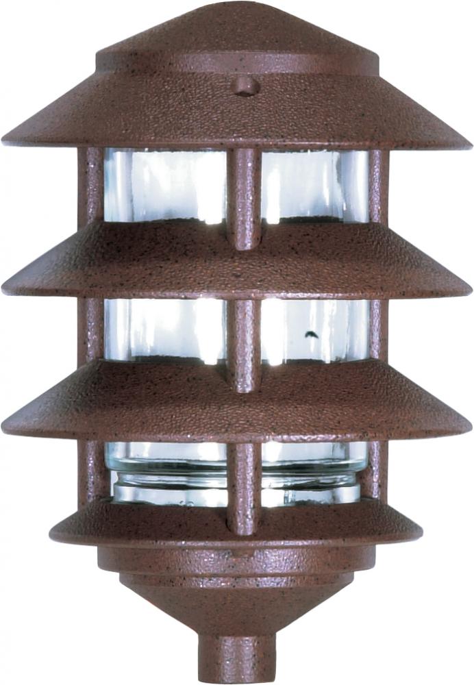 1 Light - 9&#34; Pathway Light - Three Louver - Small Hood - Old Bronze Finish