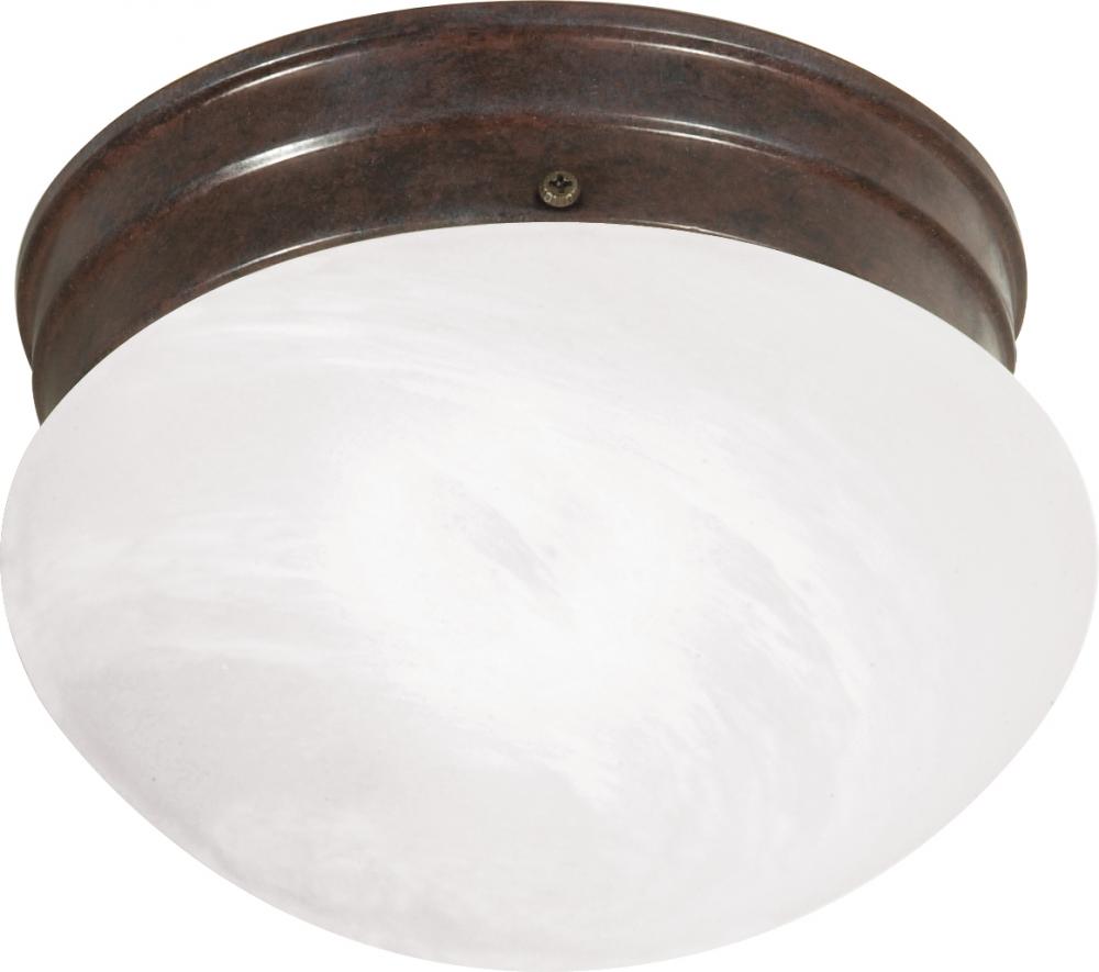 1 Light - 8&#34; - Flush with Alabaster Glass - Old Bronze Finish