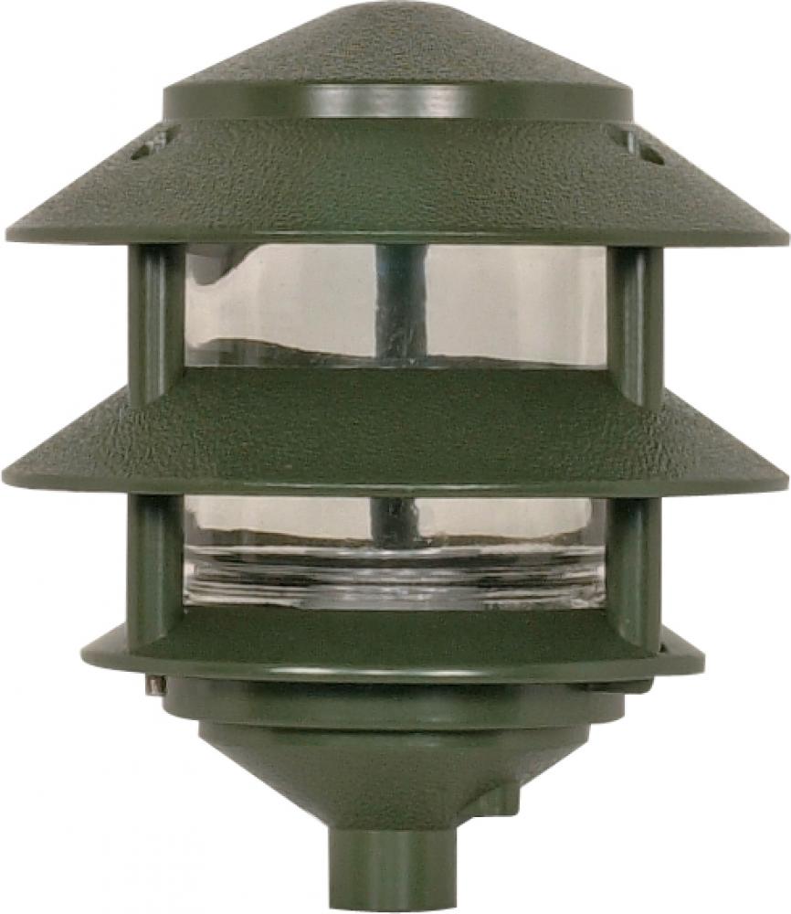 1 Light - 8&#34; Pathway Light Two Louver - Small Hood - Green Finish