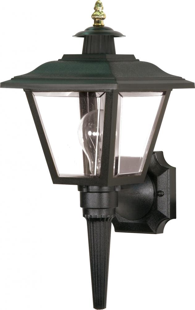 1 Light - 17&#39;&#39; Coach Lantern with Finial; Beveled Acrylic Panels - Black Finish