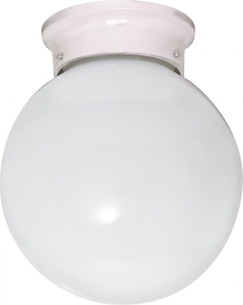 1 Light - 8&#34; Flush White Glass - White Finish