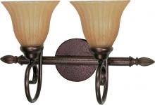 Nuvo 60/2412 - 2-Light Vanity Fixture in Copper Bronze Finish with Champagne Linen Washed Glass and (2) 13W GU24