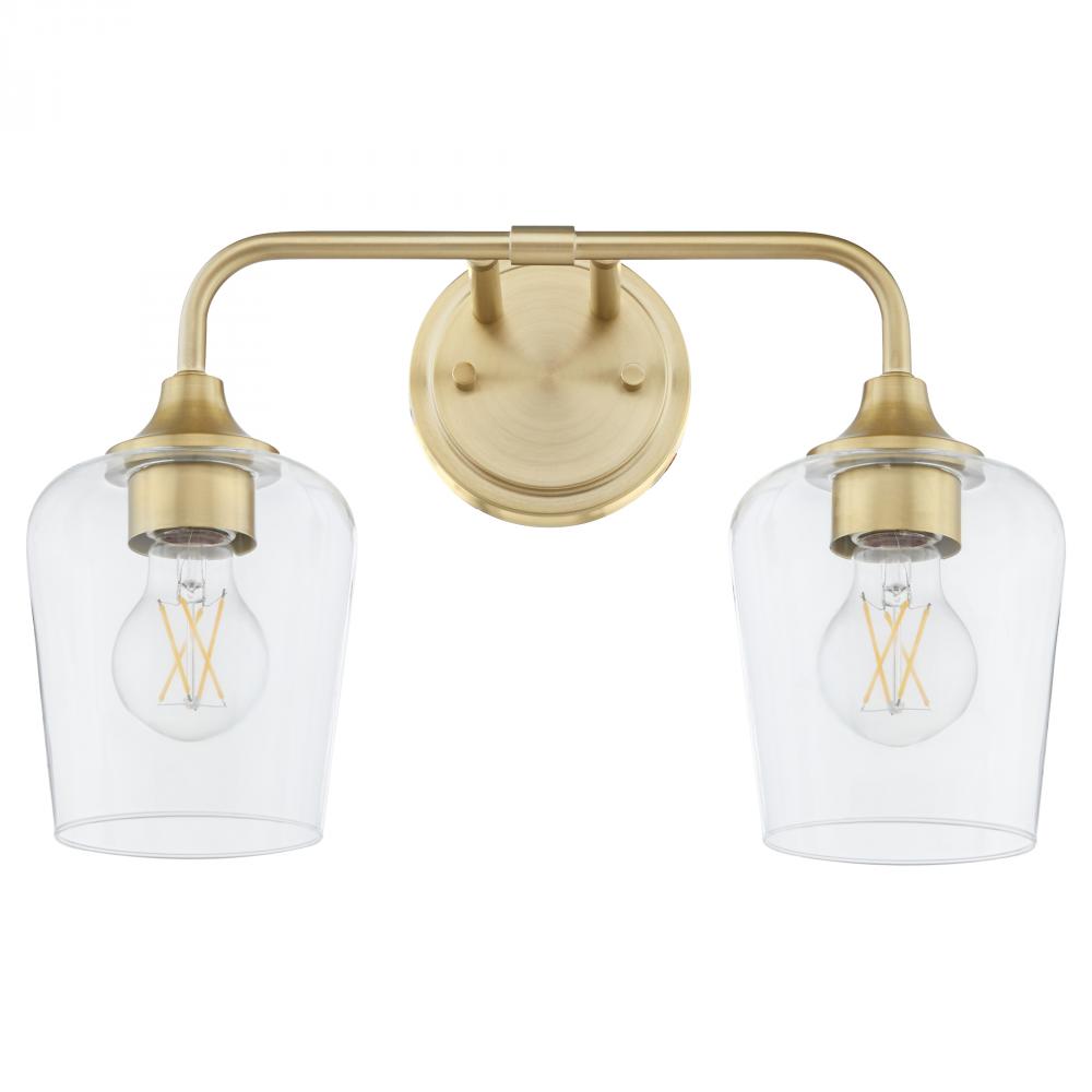 Raymond 2 Light Vanity, Aged Brass