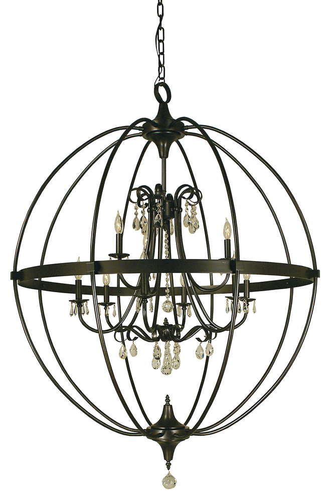 9-Light Matte Black Compass Chandelier