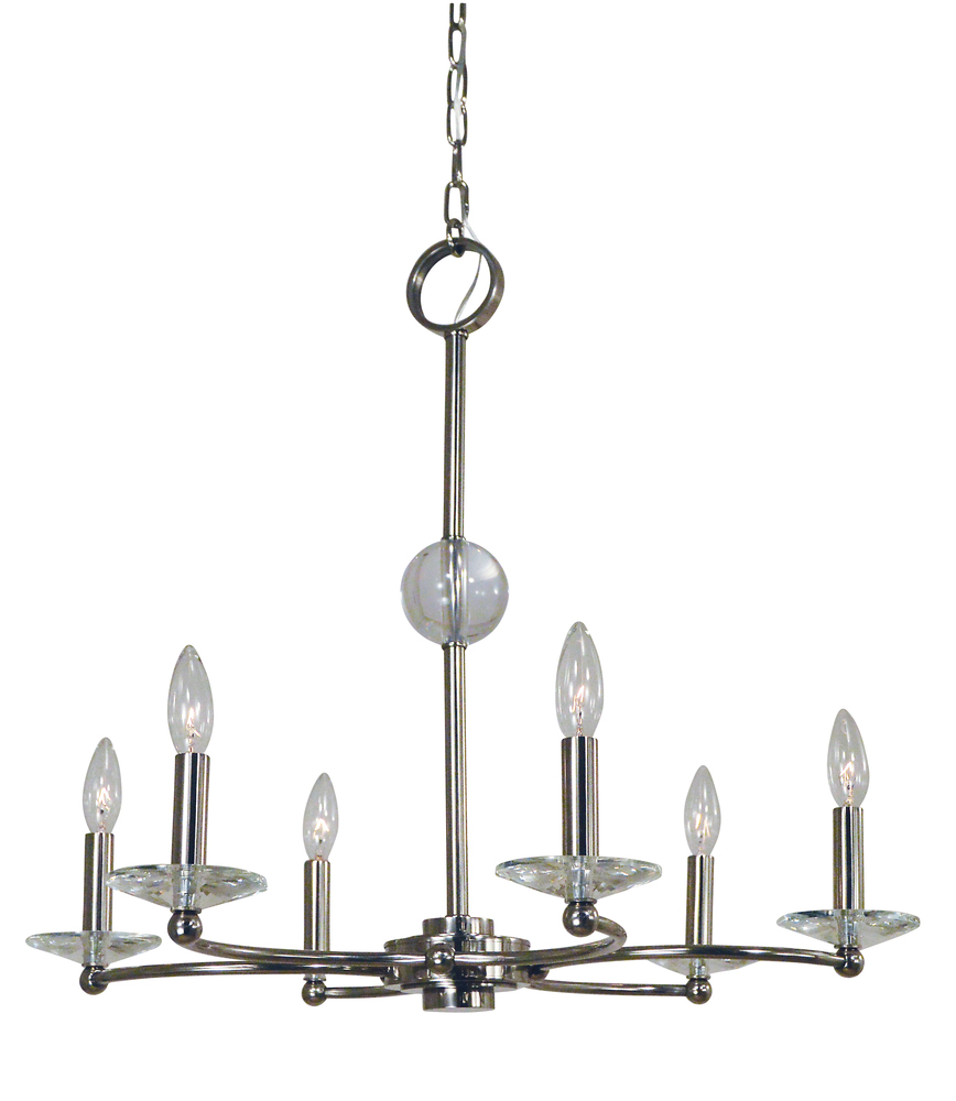 6-Light Polished Nickel Pirouette Chandelier