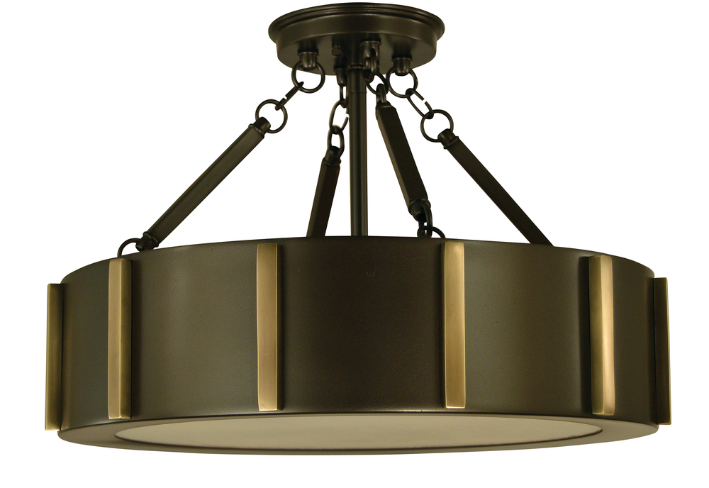 4-Light 16&#34; Brushed Nickel/Polished Nickel Pantheon Flush Mount