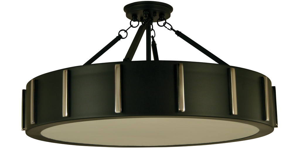 4-Light 23&#34; Brushed Nickel/Polished Nickel Pantheon Flush Mount